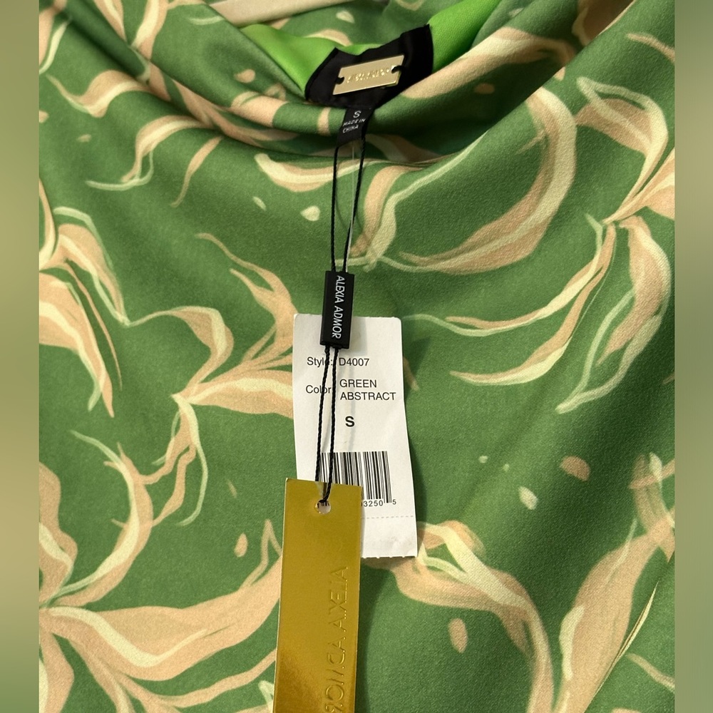 Alexia Admor Suri Draped One-Shoulder Minidress size small NWT green abstract - Picture 8 of 9